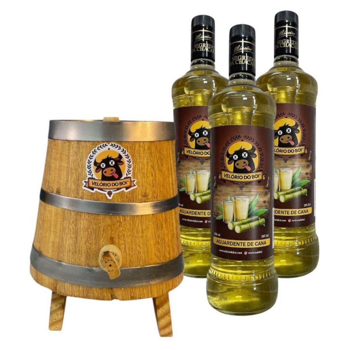 Kit Dorna para Cachaça 3L + 3x Cachaça Mineira de Cana 900ml | Velório do Boi