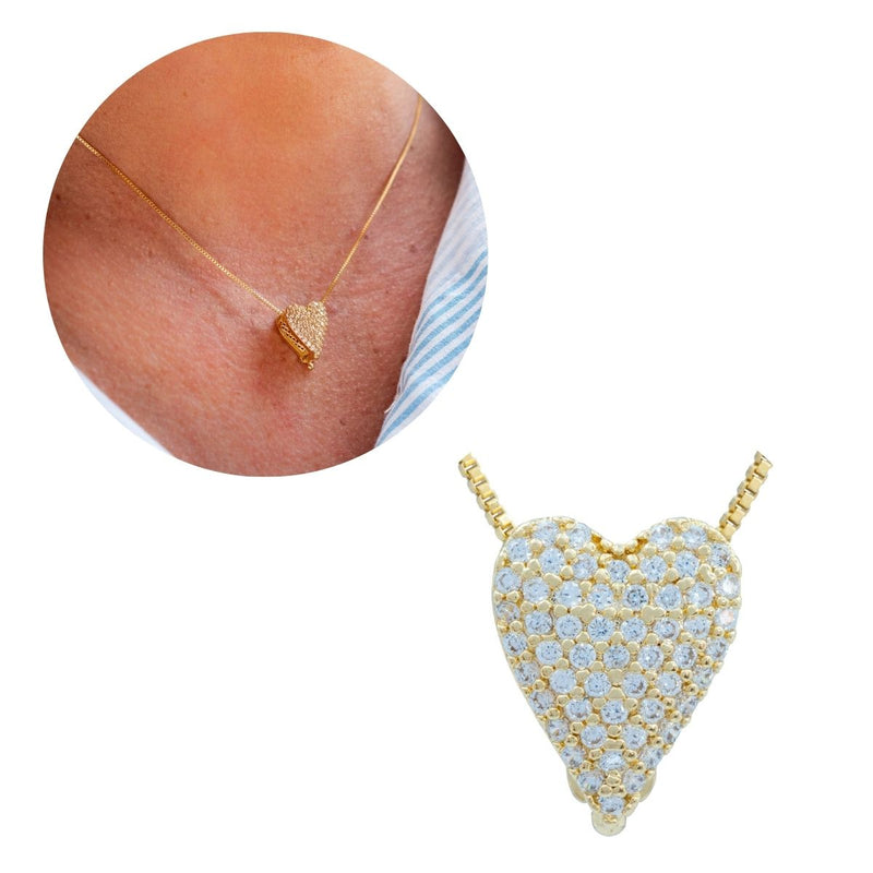 Pingente Coração Micro Zircônia | Banhado a Ouro