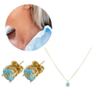 Conjunto Colar + Brinco Aqua Marine Dourado | Banhado a Ouro 18k