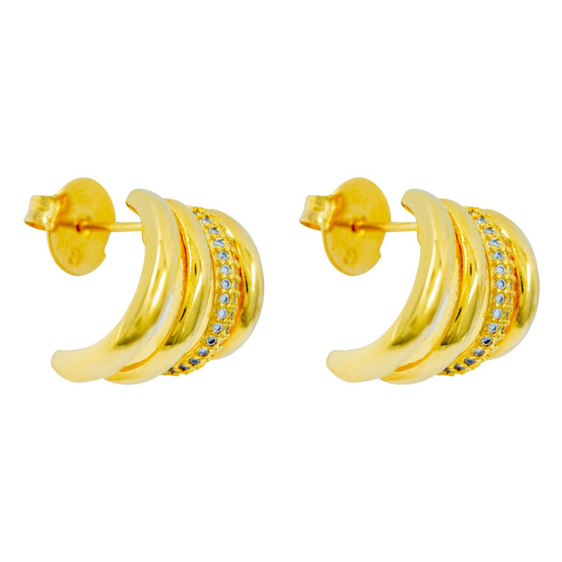 Brinco Ear Line Argola Micro Zircônia | Banhado a Ouro 18k