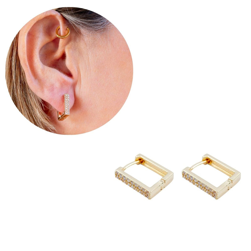 Brinco Argola Articulada com Zircônias | Banhado em Ouro 18k