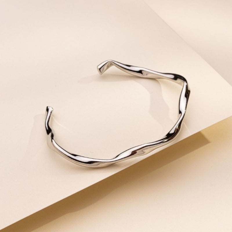 Bracelete Aro Ondulado | Banhado em Ródio Branco