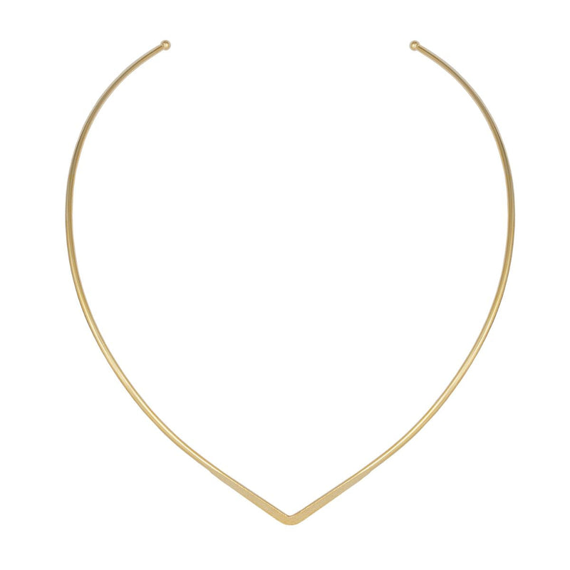 Colar Aro Designer V com Detalhe Central | Banhado em Ouro 18k