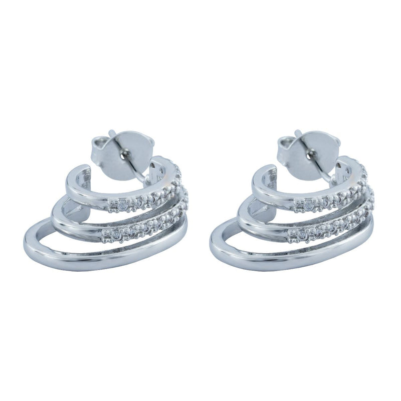 Brinco Earhook com Zircônias e Liso | Banhado em Ouro 18k