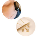 Conjunto Colar + Brinco Trevo com Zircônias | Banhado em Ouro 18k