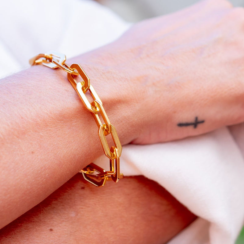 Pulseira Elos Lisos Dourado | Banhado a Ouro 18k