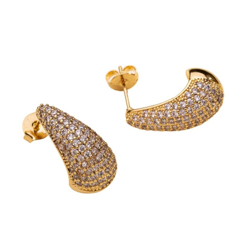 Brinco Argola Gota com Zircônia | Banhado em Ródio Branco
