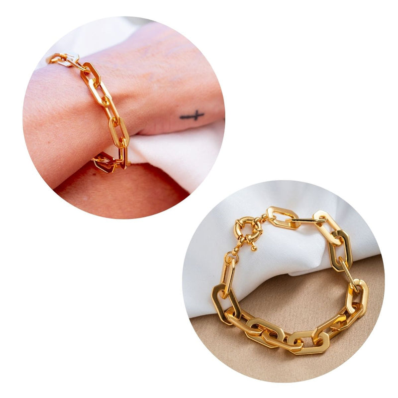 Pulseira Elos Lisos Dourada | Banhada a Ouro
