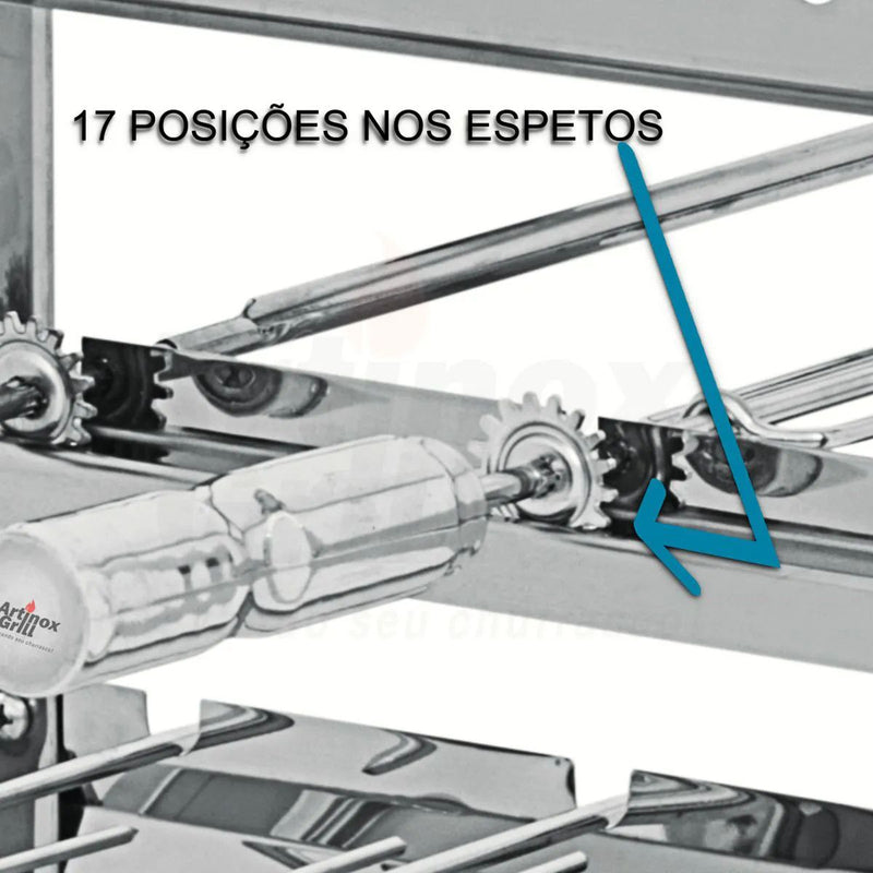 Churrasqueira Gira Grill Inox 3 Andares 6 Espetos | Artinox