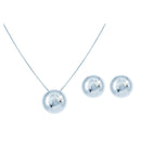 Conjunto Colar + Brinco Círculo Liso | Banhado em Ródio Branco