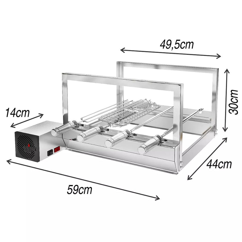 Churrasqueira Gira Grill Inox 4 Espetos Robust | Artinox