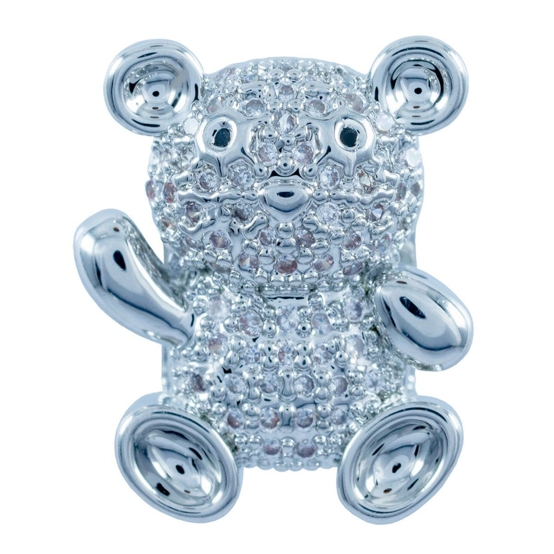 Pingente Urso Micro Zircônia | Banhado em Ródio Branco