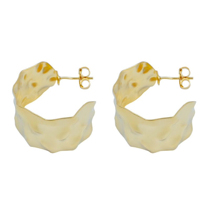 Brinco Argola Larga Texturizada | Banhado em Ouro 18k