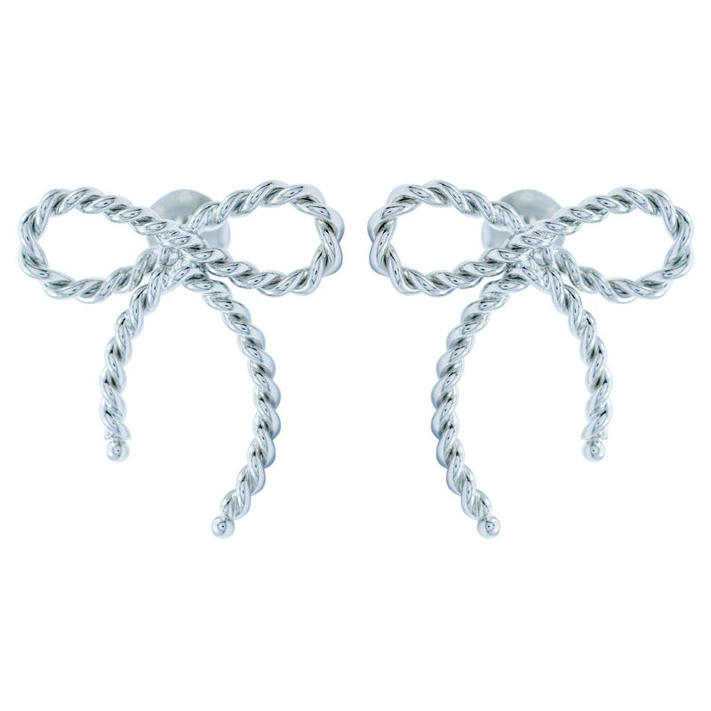 Brinco Laço Fio Torcido | Banhado em Ródio Branco