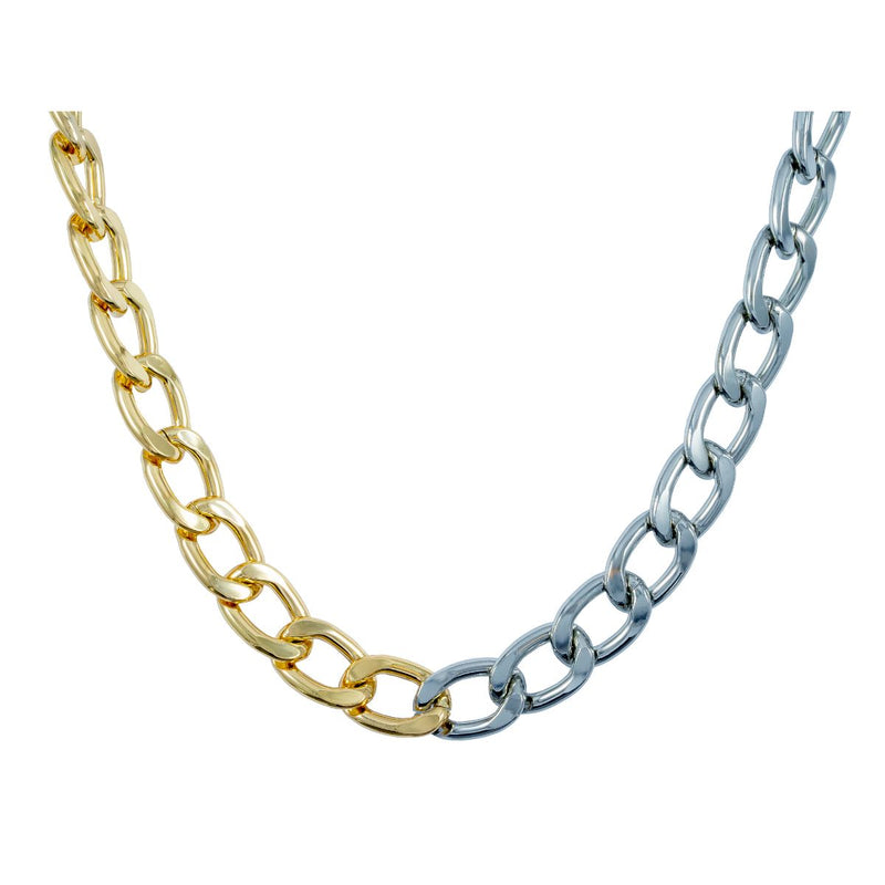 Colar Elos Dourado/Ródio Branco | Banhado em Ouro 18k