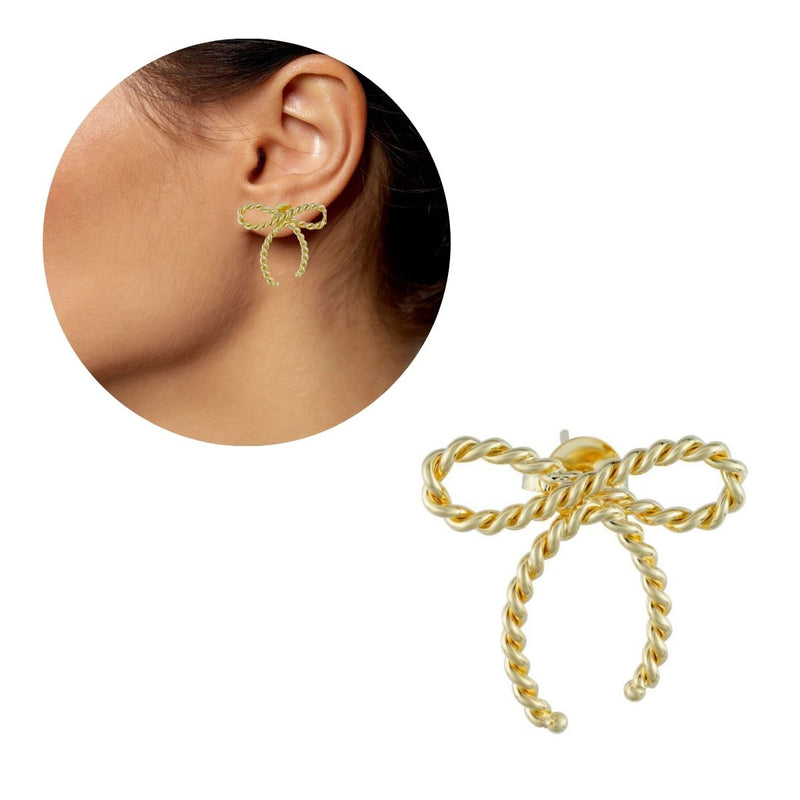 Brinco Laço Fio Torcido | Banhado em Ouro 18k