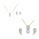 Conjunto Colar + Brinco Zircônia com Pérola | Banhado em Ouro 18k