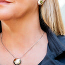 Conjunto Colar + Brinco Círculo Liso | Banhado em Ródio Branco