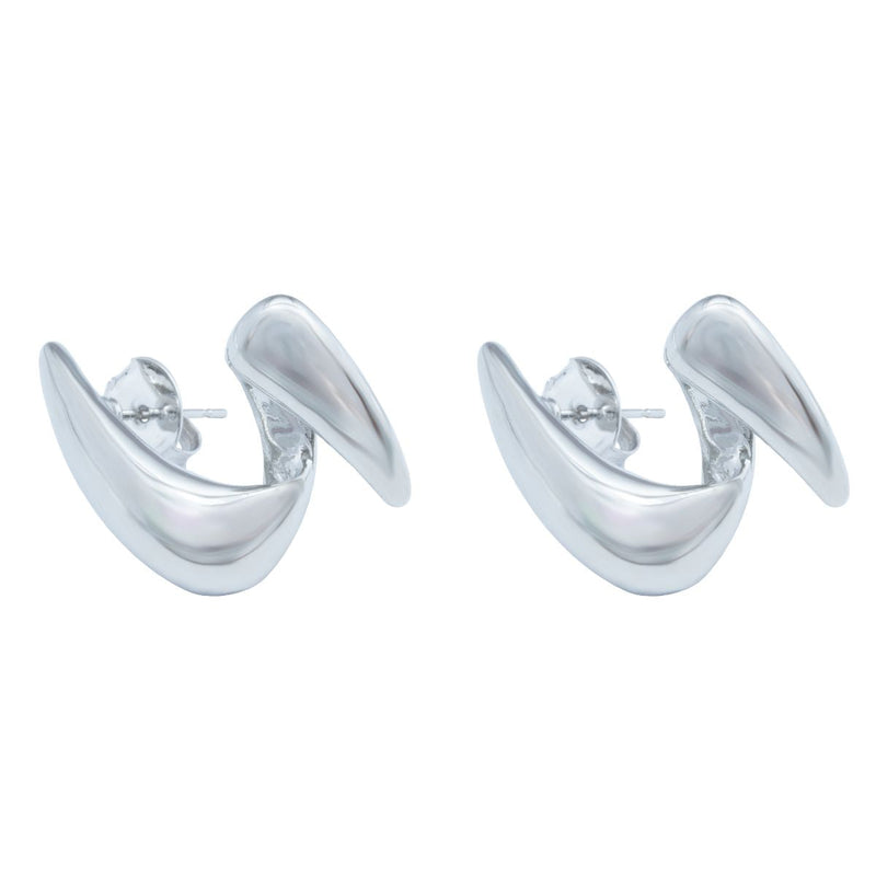 Brinco Liso Branco | Banho de Ródio Branco