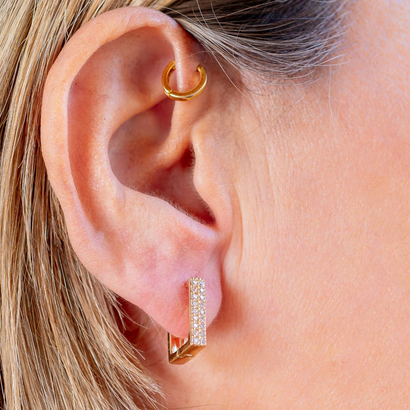 Brinco Argola Articulada com Zircônias | Banhado em Ouro 18k