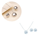 Conjunto Colar + Brinco Círculo Liso | Banhado em Ródio Branco