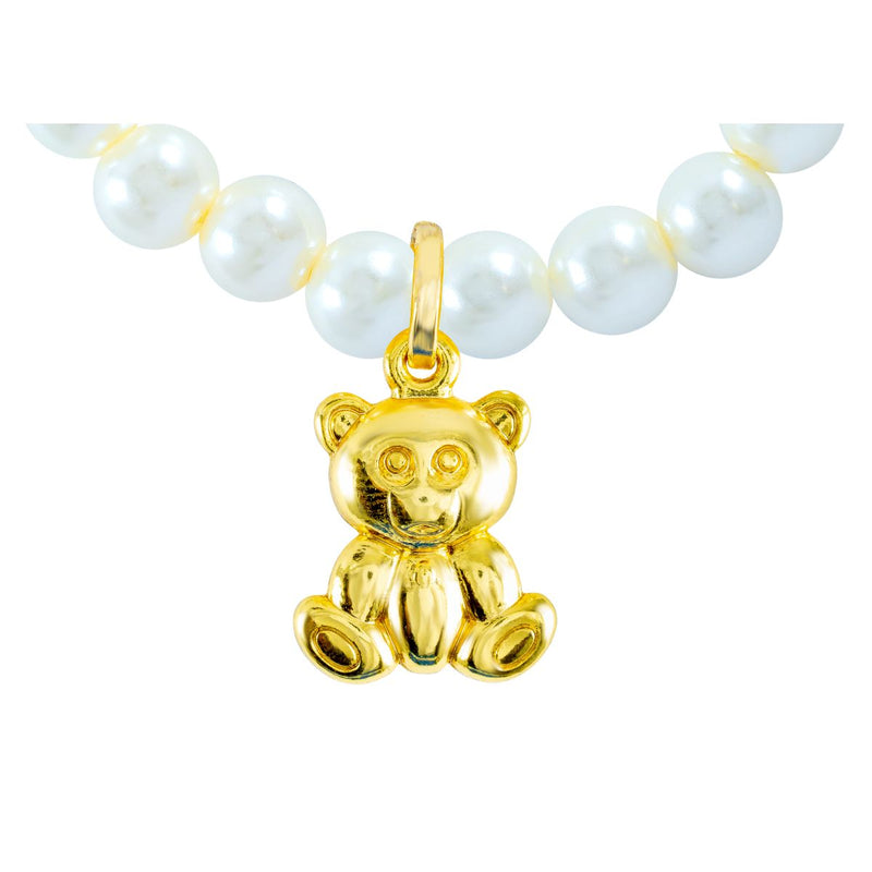 Colar Pérolas com Urso Ted Liso | Banhado em Ouro 18k
