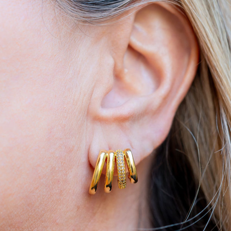 Brinco Ear Line Argola Micro Zircônia | Banhado a Ouro 18k