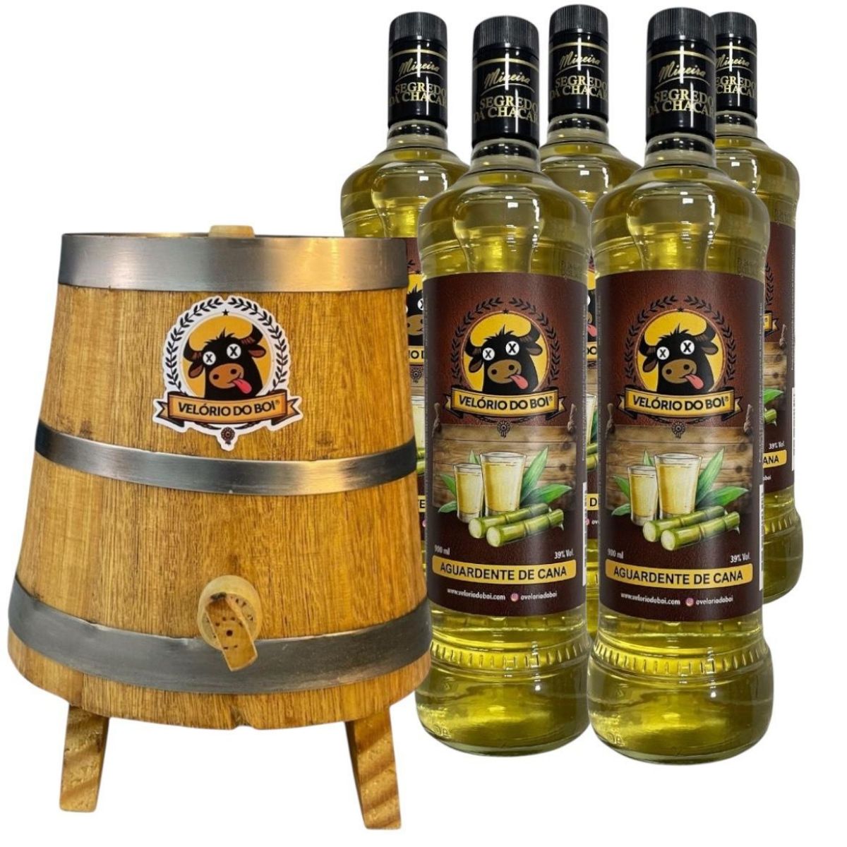 Kit Dorna para Cachaça 5L + 5x Cachaça Mineira de Cana 900ml | Velório do Boi