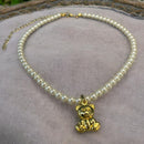 Colar Pérolas com Urso Ted Liso | Banhado em Ouro 18k