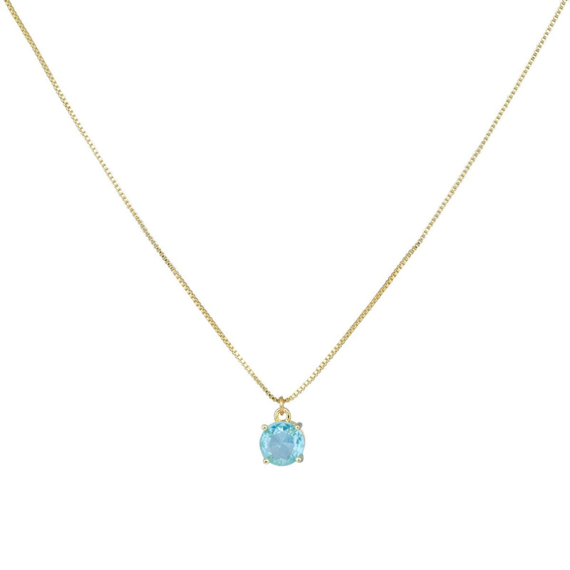Conjunto Colar + Brinco Aqua Marine Dourado | Banhado a Ouro 18k