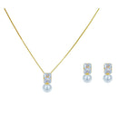 Conjunto Colar + Brinco Zircônia com Pérola | Banhado em Ouro 18k