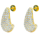 Brinco Argola Gota com Zircônia | Banhado em Ródio Branco