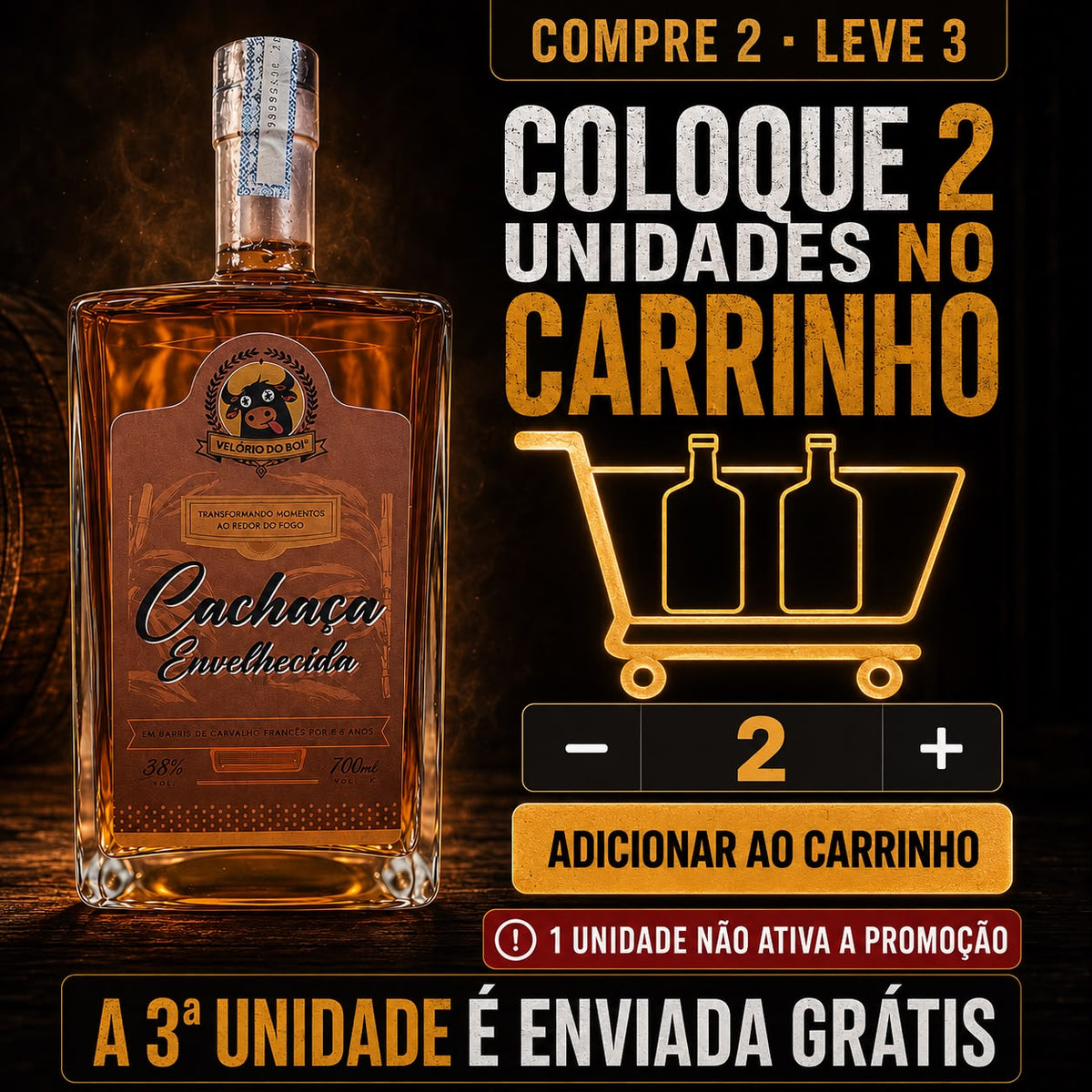 Cachaça Velório do Boi 4,6 Anos 700 ml 38% Premium