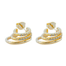 Brinco Earhook com Zircônias e Liso | Banhado em Ouro 18k