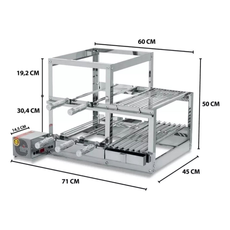 Churrasqueira Conjugada 3 Andares 5 Espetos Inox | Artinox