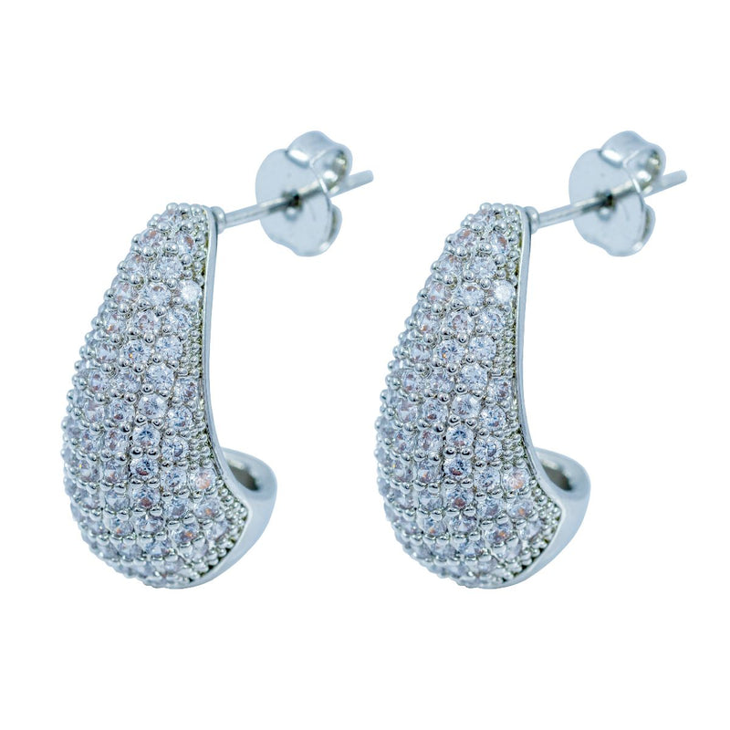 Brinco Argola Gota com Zircônia | Banhado em Ródio Branco