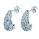 Brinco Argola Gota com Zircônia | Banhado em Ródio Branco