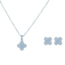 Conjunto Colar + Brinco Trevo com Zircônias | Banhado em Ouro 18k