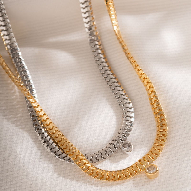 Choker Malha Roliça | Cristal Branco