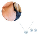 Conjunto Colar + Brinco Círculo Liso | Banhado em Ródio Branco