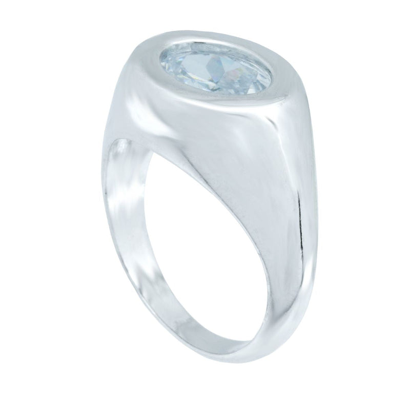 Anel de Cristal Branco | Banhado em Ródio Branco