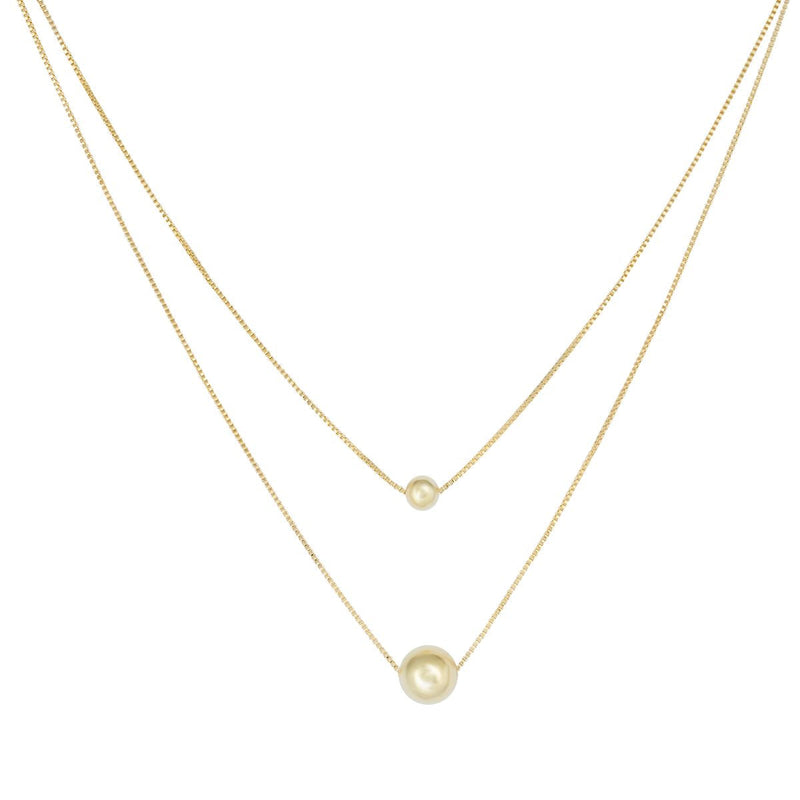 Colar Duplo com Esfera | Banhado em Ouro 18k