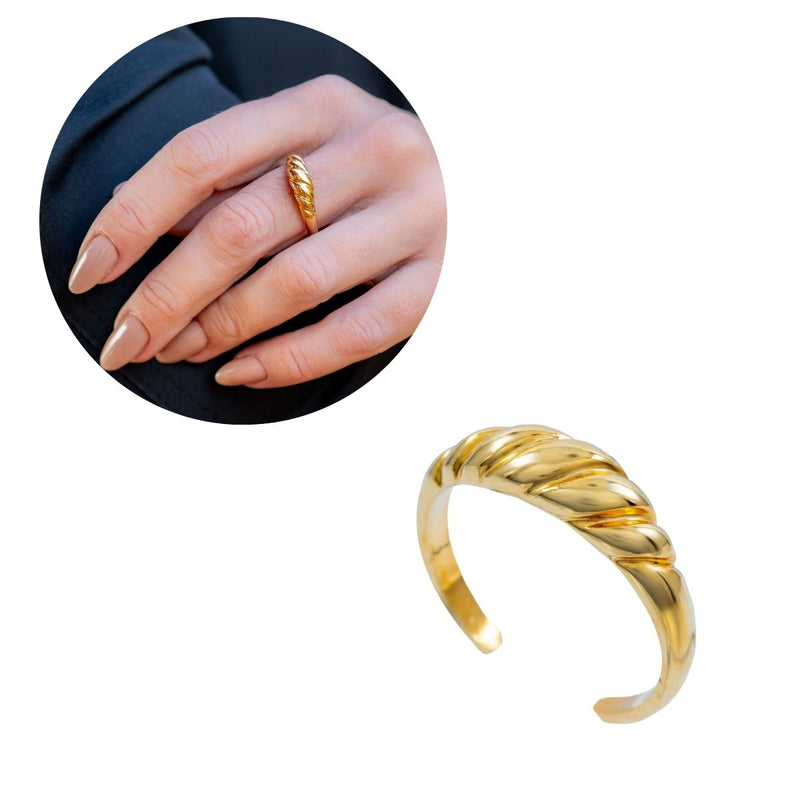 Anel Torcido Regulável | Banhado em Ouro 18k