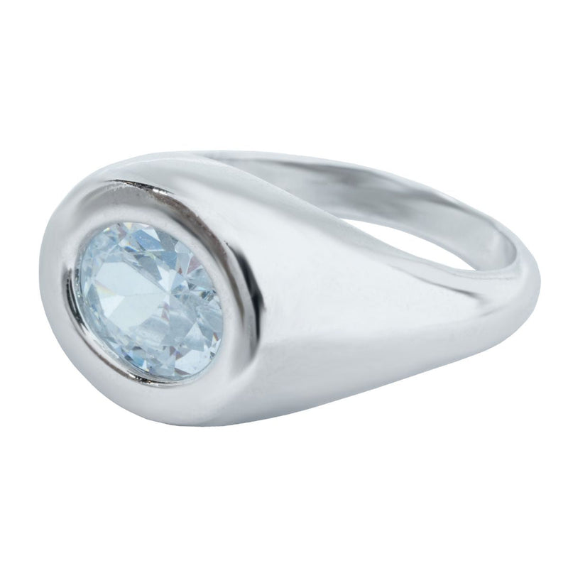 Anel de Cristal Branco | Banhado em Ródio Branco