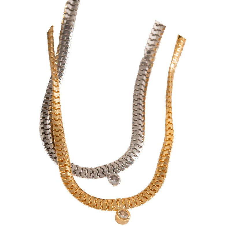 Choker Malha Roliça | Cristal Branco