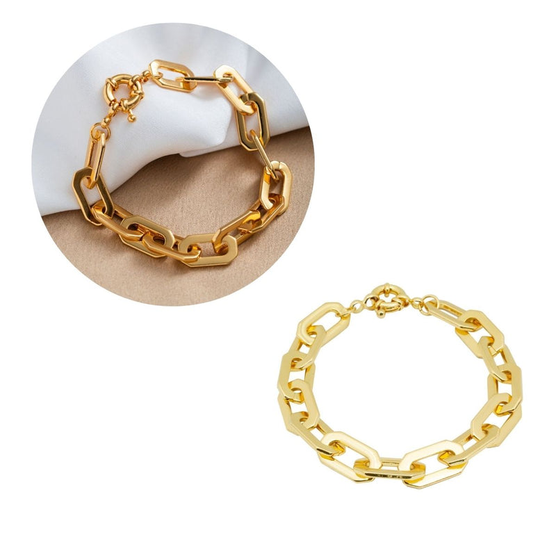 Pulseira Elos Lisos Dourada | Banhada a Ouro