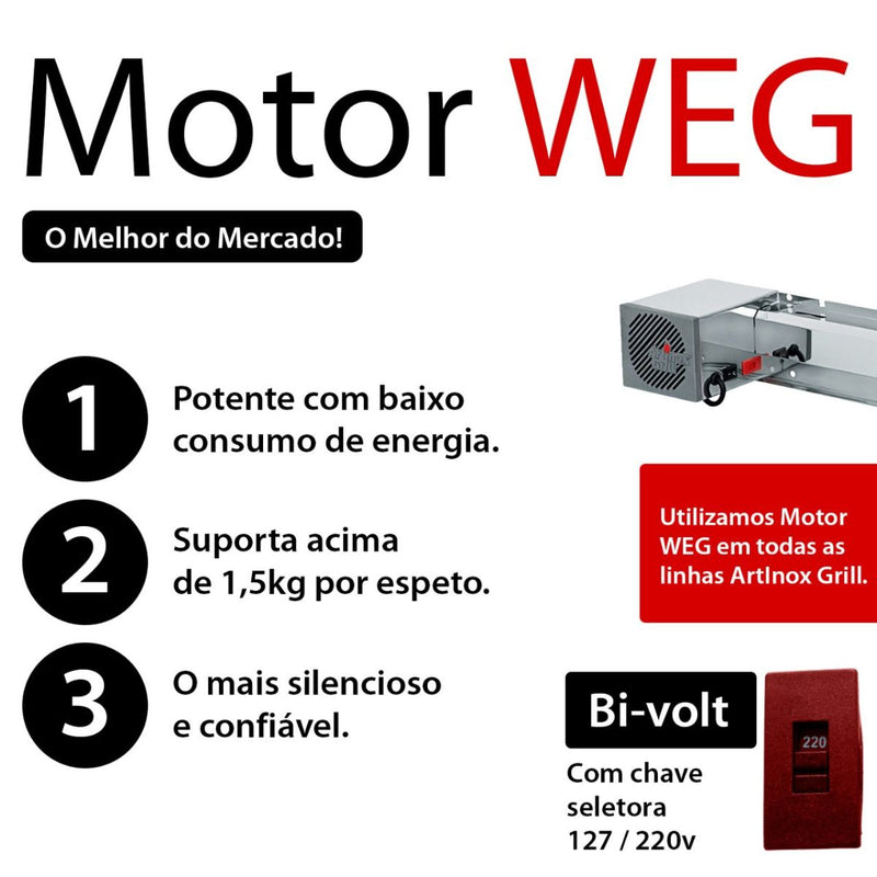 Churrasqueira Gira Grill Inox 3 Andares 2 Motores 9 Espetos | Artinox