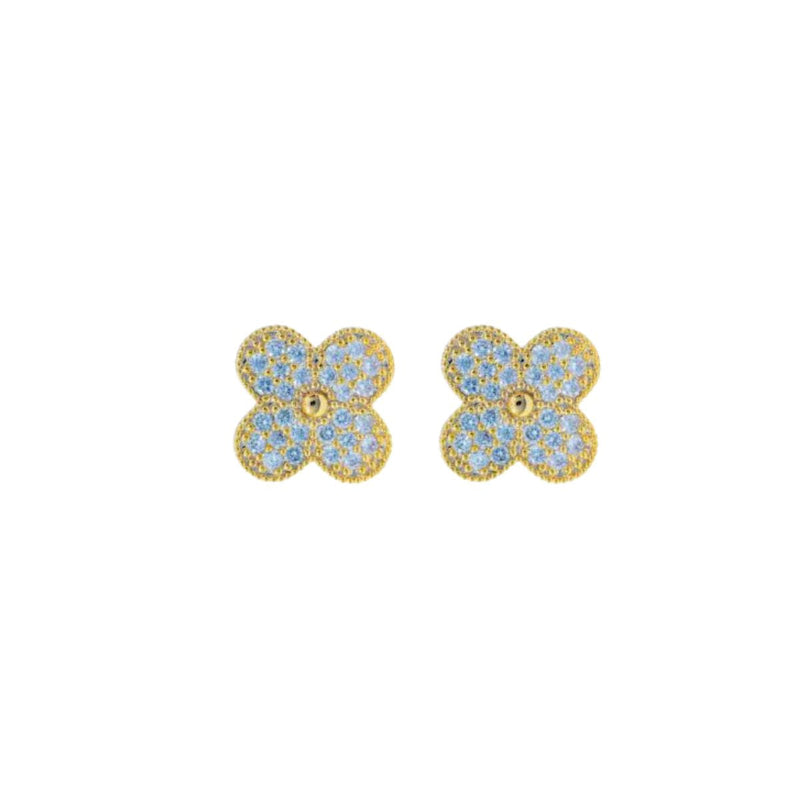 Conjunto Colar + Brinco Trevo com Zircônias | Banhado em Ouro 18k
