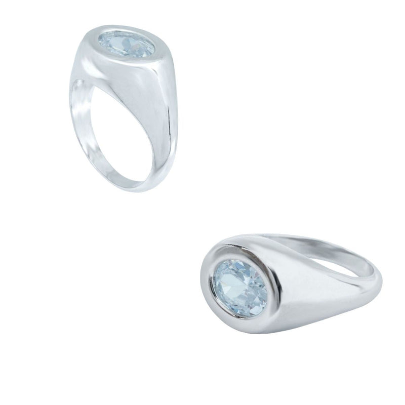 Anel de Cristal Branco | Banhado em Ródio Branco