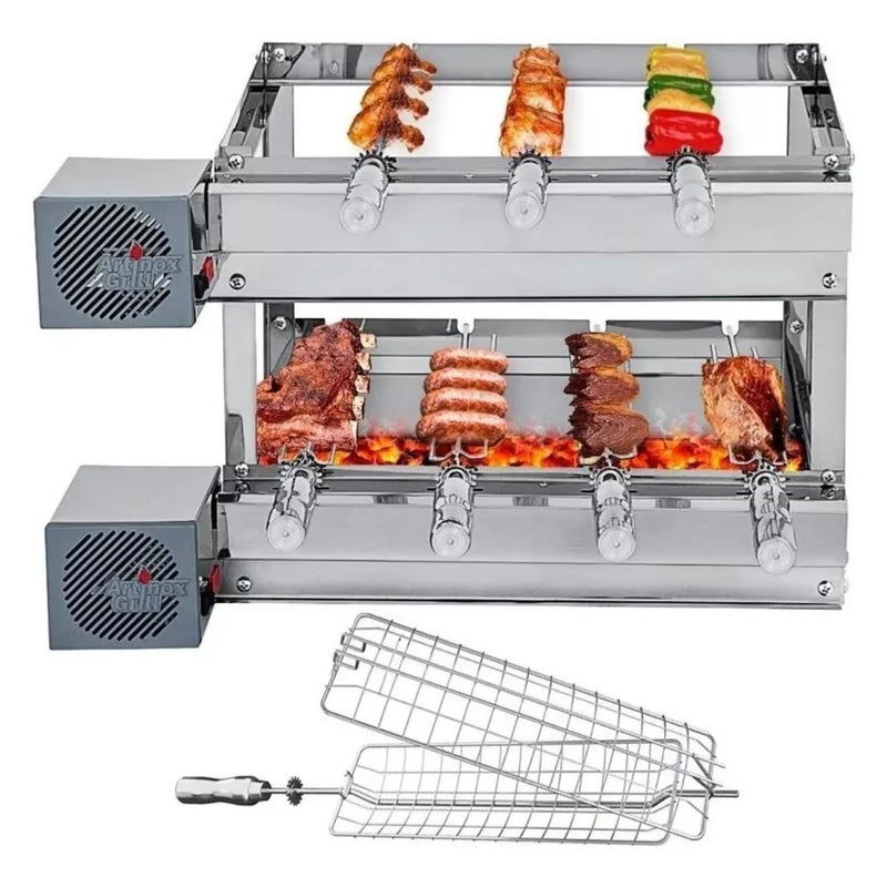 Churrasqueira Gira Grill 2 Andares 7 Espetos Inox + Concava | Artinox